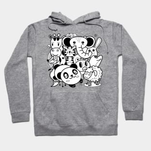 cute cartoon sketch animals Hoodie